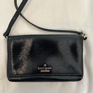 *FLAWED* Kate Spade Cedar Street Patent Aster Crossbody Bag (Black Leather)